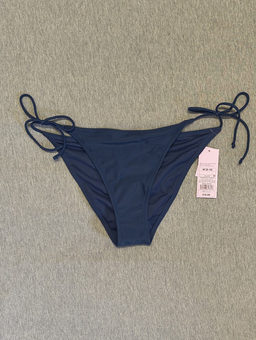 Wild Fable Solid Tricot Side‑Tie High‑Leg Extra‑Cheeky Bikini Bottom – Navy M
